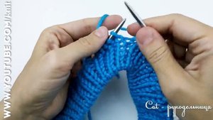 Красивая горловина спицами резинкой 1х1 с ложной кетлевкой