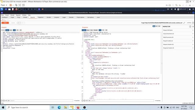 Lab: SQL injection UNION attack, finding a column containing text
