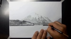 рисую карандашом горы