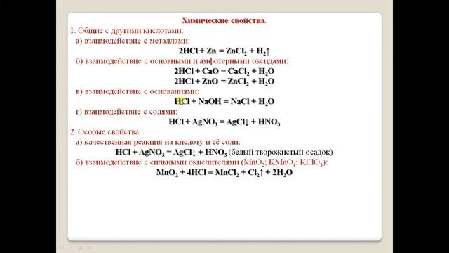 Соляная кислота и её соли.