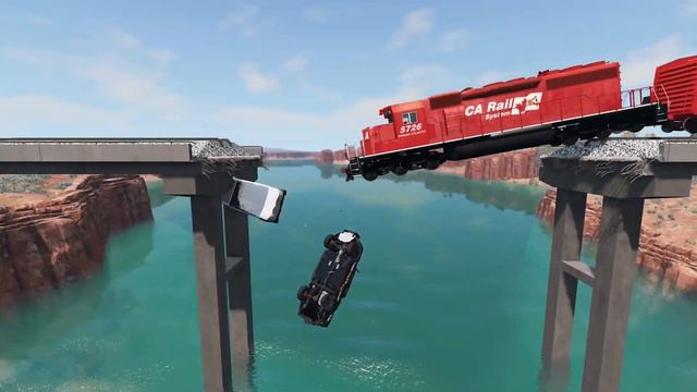 Крушение поездов на сломанном мосту. BeamNG Best moments №12 смотреть онлайн