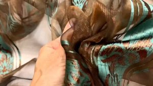 Роскошный тюль для спальни и зала коричнево-бирюзовый с люрексом. Ткань тюлевая арт.STAR 52