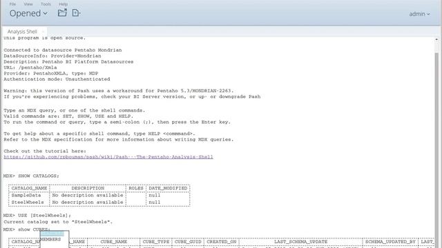A short intro to Pash, the Pentaho Analysis Shell