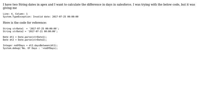 Salesforce: Convert String to Date in Apex and calculate the days difference (2 Solutions!!) смотреть онлайн