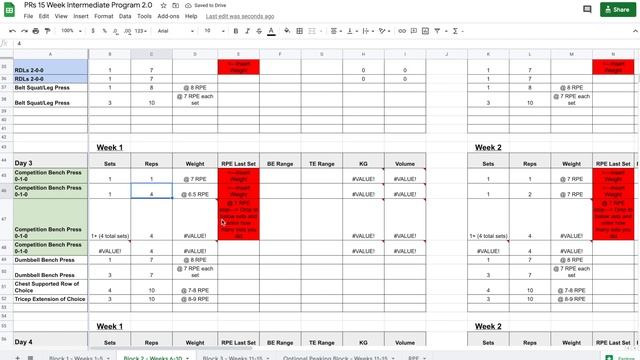 Block 2 - FREE PRs 15 Week Intermediate Program