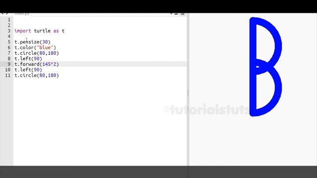 How to draw alphabet letter B using Python Turtle | Drawing Alphabet Letter B | Python Turtle