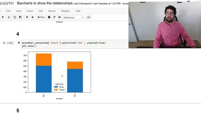 Bar charts (Pandas & Matplotlib): Portray relationships between categorical attributes смотреть онлайн