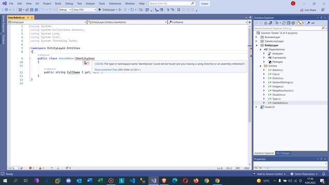 .Net Core 5.0 ile Emlak Sitesi - Veri Tabanı Tablolarının Oluşturulması  -5