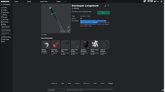 [FREE ITEM] How To Get The EXCLUSIVE *DEVELOPER LONGSWORD* In Roblox! Developer Longsword Giveaway
