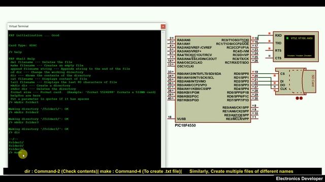 Resembles a DOS or UNIX shell commands using PIC16F4550 | LINUX Commands смотреть онлайн