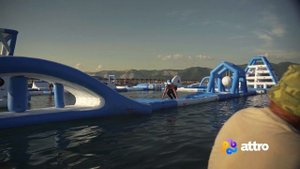 Надувной аквапарк на воде - обзор модулей. Надувной аквапарк ATTRO