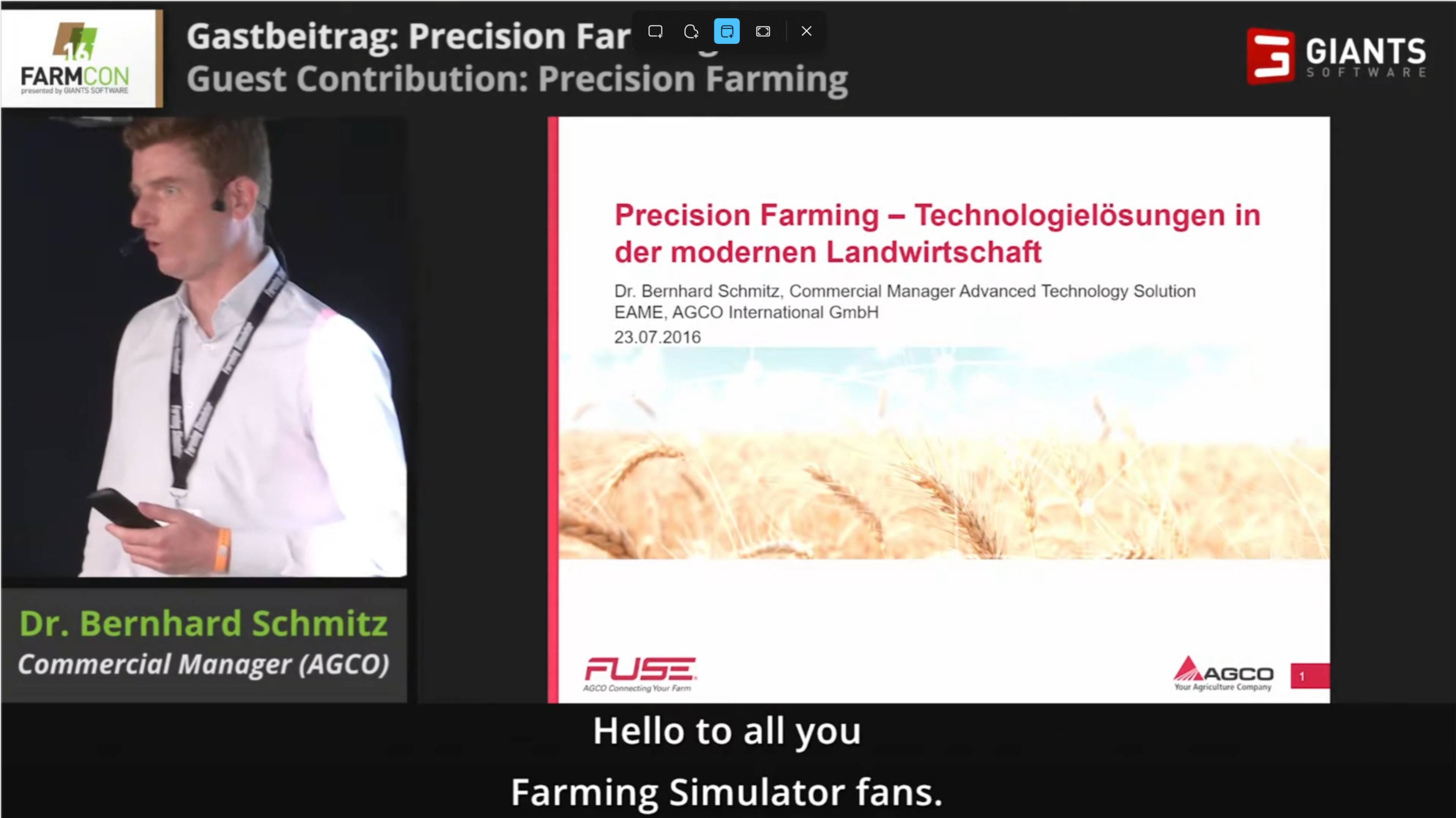 Доклад доктора Бернхарда Шмитца (AGCO) о точном земледелии в качестве гостя