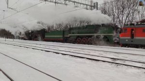 Паровозы Л-3108 и П36-0120 на ст. Берендеево, Северной жд.