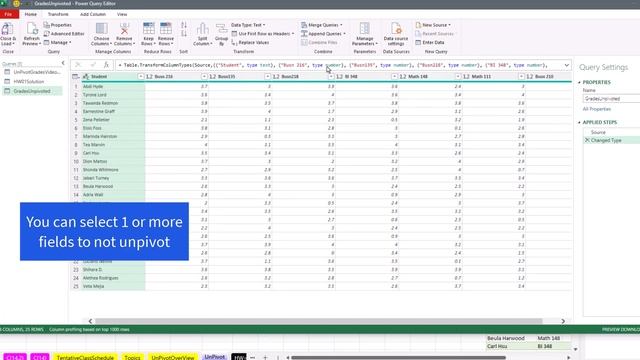 Power Query UnPivot to Convert Cross Tabulated Table into Proper Data Set. 365 MECS Class 14