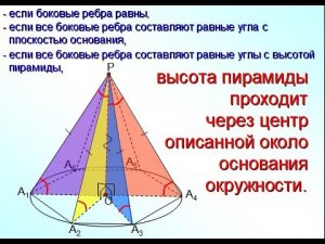 10 класс_Пирамиды, в которых высота проходит через центр описанной около основания окружности