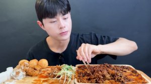 SUB) 촉촉한 짜파게티에 순살치킨 먹방_ jjajang ramyeon, Seasoned Chicken Mukbang