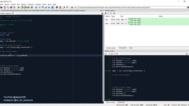 2.2 Rotating images using OpenCV Python(Advanced Computer Vision using OpenCV Python)