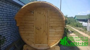 Баня бочка 3,5 метра с козырьком под ключ в Володарске