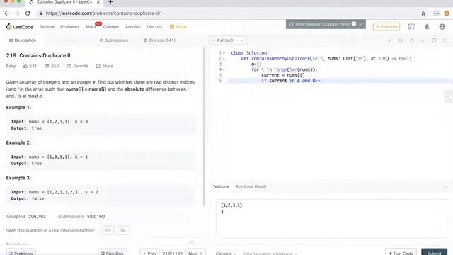 LeetCode - 219 Contains Duplicate II - Python смотреть онлайн