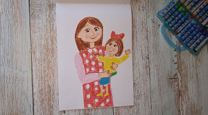 Как нарисовать маму с дочкой