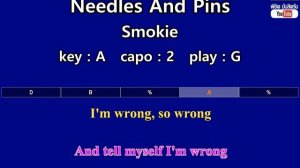 Needles And Pins - Smokie (Karaoke & Easy Guitar Chords)  Key : A  Capo : 2