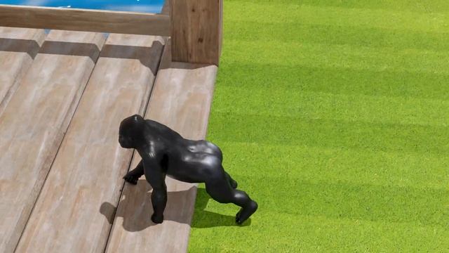 Paint and animals gorilla, Elephant, Duck Cartoon, Lion, Cow Fountain Crossing Wild Animals Game 3D смотреть онлайн