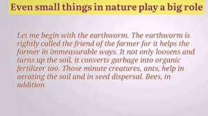 Even small things in nature play a big role | Best Speech on Even small things in nature play a big