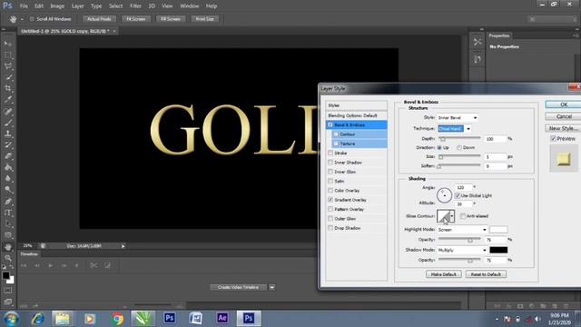 How to create a Gold text effect on Adobe Photoshop 2020 смотреть онлайн
