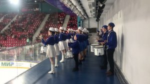 Барабанщики и барабанщицы Училища Искусств на хоккее 11 октября Северсталь-Торпедо
