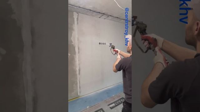 Поклейка стеклохолста на шпаклёвку ✅???? при помощи аппарата высокого давления GRACO MARK X