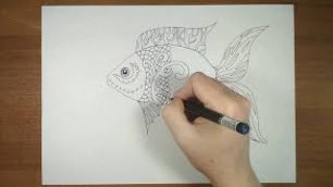 Абстракция карандашом. Рыбка.