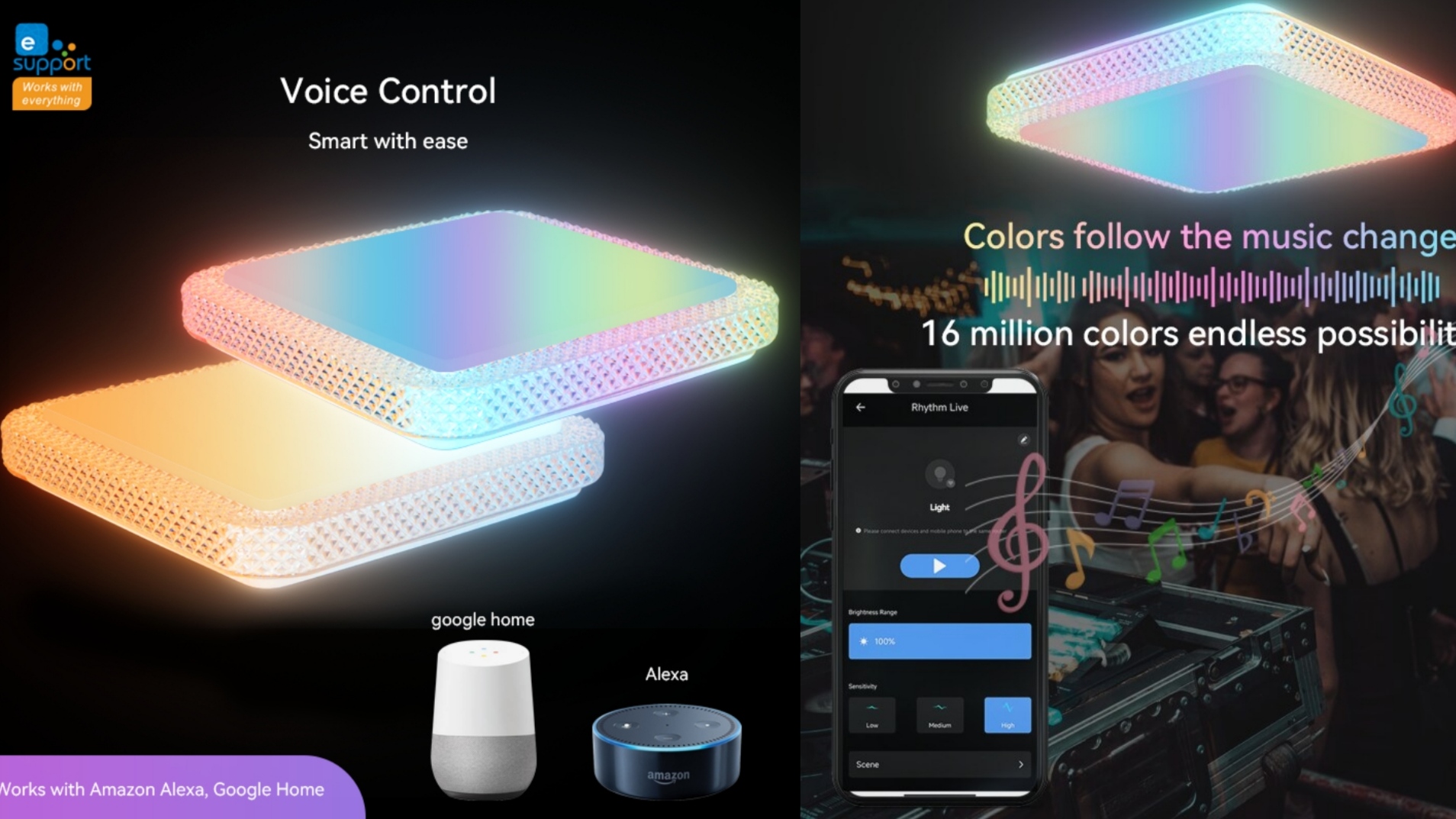 Умный потолочный RGBCW диммируемый светильник mumubiz eWelink Smart ceiling RGBCW dimmable downlight смотреть онлайн