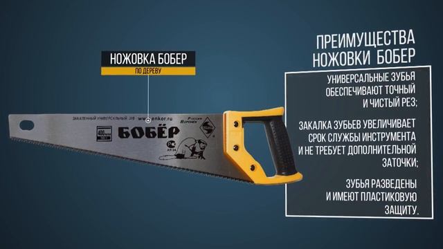 Обзор Ножовка ЭНКОР «Бобер» с закаленным зубом 400 мм 9851 смотреть онлайн