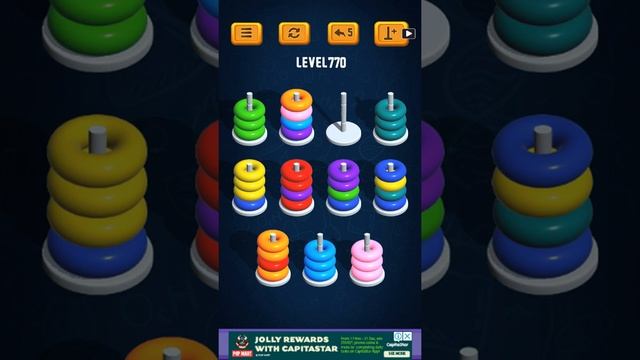 Hoop Sort Puzzle - Color Ring Stack Sorting Game Level 770 Solution