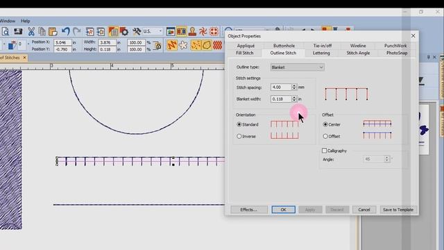 7.10 Master BERNINA Embroidery Software 8 –Stitch Types:  Outline Stitches:  Basic