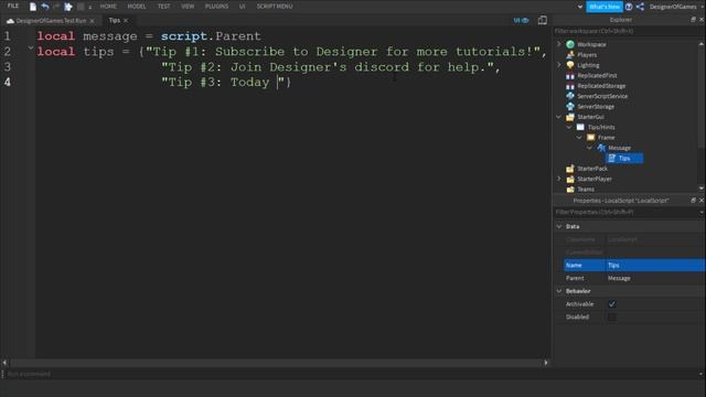 ROBLOX How to Make Tips/Hints Messages