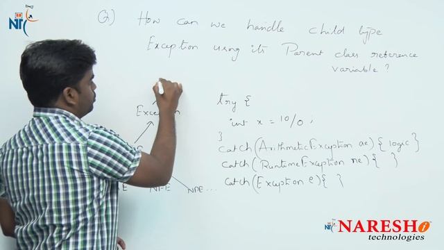 Handle child type Exception using it's Parent class reference variable? | Core Java FAQs | Naresh I смотреть онлайн
