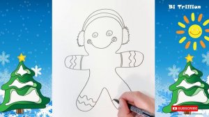 How to Draw a Gingerbread Man ~ Easy Drawing for Kids and Adults by Bi Trillion