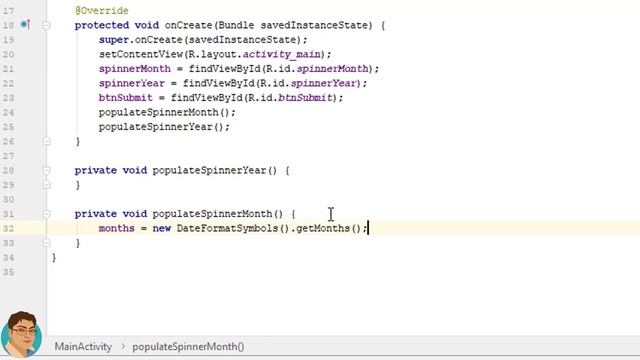 Spinner in Android Studio