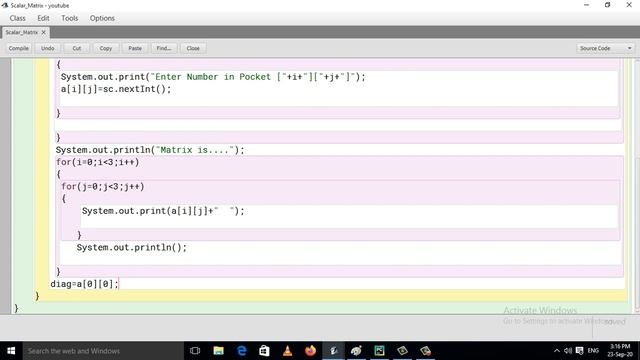 Java Program To Check For Scalar Matrix (Hindi)