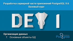 Курс: DEV1. Тема 7. Организация данных: «Основные объекты БД»