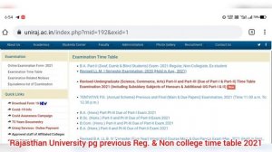 MA, M.sc, M.com previous year Timetable 2021 | Regular & Private (Non) college | uniraj PG timetabl