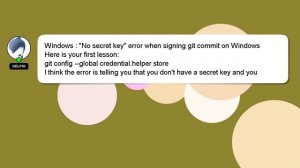 Windows : "No secret key" error when signing git commit on Windows