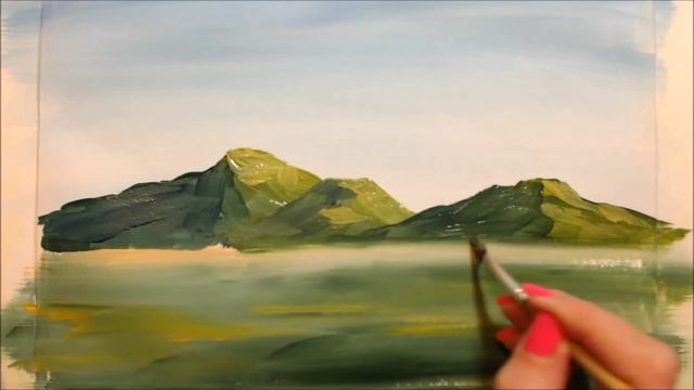 Как нарисовать горы гуашью [Картина за 3 минуты!] смотреть онлайн