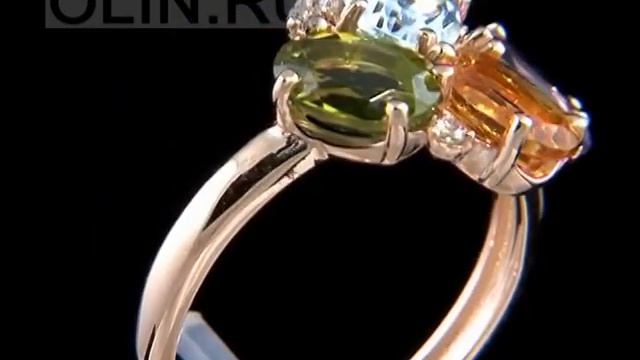 Кольцо "Карнавал" с разноцветными камнями смотреть онлайн