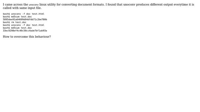 How to make `unoconv` to produce exact output on every run? смотреть онлайн