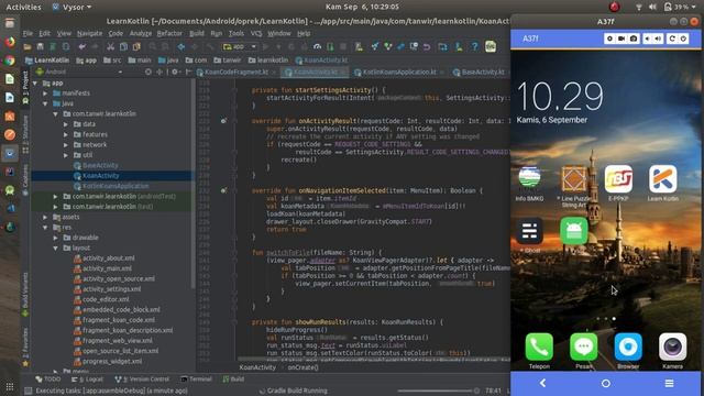 Android Studio Kotlin - Make application learn run console with smartphone