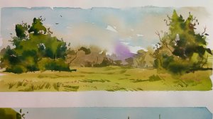 Лёгкий летний этюд акварелью, работа с референсом