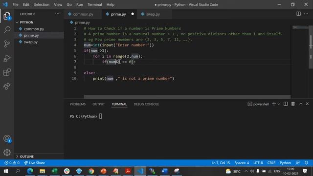 Frequently Asked Python Program - Interview Questions - Q3 - How to Check If a number is Prime