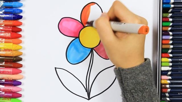 Как нарисовать красочный цветок | Раскраски детей HD | Рисование и окраска | Рисование для детей смотреть онлайн